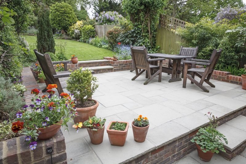Patio with Paver Borders